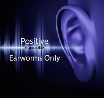 Image of sound waves traveling to an ear. Includes #Happen2Life